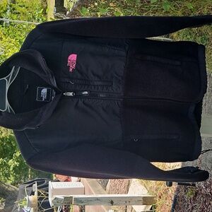 The North Face Black Fleece Jacket with Pink Logo Breast Cancer